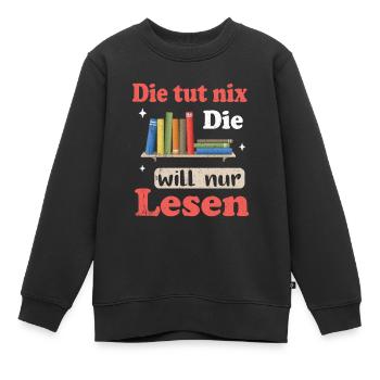 Buch - Kinder Premium Organic Sweatshirt - Schwarz - Vorne - AI Model Kid Female (0cm)