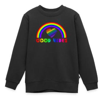 Arc-en-ciel, Arc-en-ciel, Arc-en-ciel, Arc-en-ciel - Sweat Premium enfant bio - noir - Devant - AI Model Kid Female (0cm)