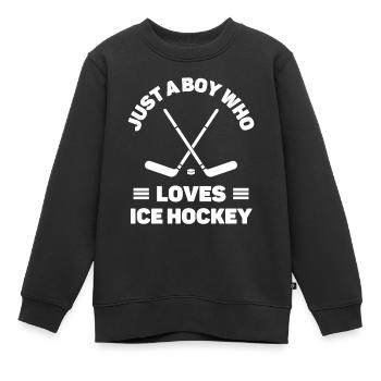 Nur ein Junge, der Eishockey liebt - Kinder Premium Organic Sweatshirt - Schwarz - Vorne - AI Model Kid Female (0cm)