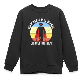 Musste Die Welt Retten Gebrochener Fuß Beinbruch - Kinder Premium Organic Sweatshirt - Schwarz - Vorne - AI Model Kid Female (0cm)