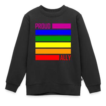 PROUD ALLY LGBT Pride Gay Pride Month Drapeau LGBTQ - Sweat Premium enfant bio - noir - Devant - AI Model Kid Female (0cm)