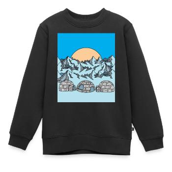 Iglu Schnee und Eislandschaft - Kinder Premium Organic Sweatshirt - Schwarz - Vorne - AI Model Kid Female (0cm)