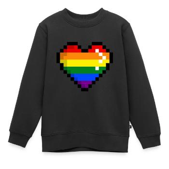 GAYMER PIXEL HEART LGBT Pride Gay Pride Month - Sweat Premium enfant bio - noir - Devant - AI Model Kid Female (0cm)