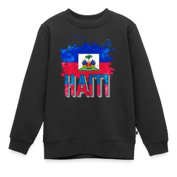 Haïti vacances drapeau Haïti - Sweat Premium enfant bio - noir - Devant - AI Model Kid Female (0cm)