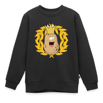 König Kartoffel Knollen Gemüse Lorbeerkranz - Kinder Premium Organic Sweatshirt - Schwarz - Vorne - AI Model Kid Female (0cm)