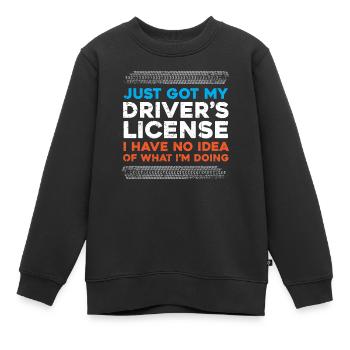 Je viens d’obtenir mon permis de conduire - permis de conduire - - Sweat Premium enfant bio - noir - Devant - AI Model Kid Female (0cm)