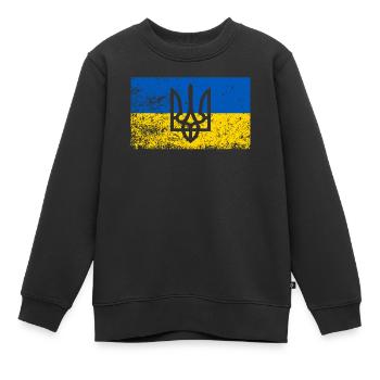 Ukrainische Flagge Ukraine Wurzeln Nationalität - Kinder Premium Organic Sweatshirt - Schwarz - Vorne - AI Model Kid Female (0cm)