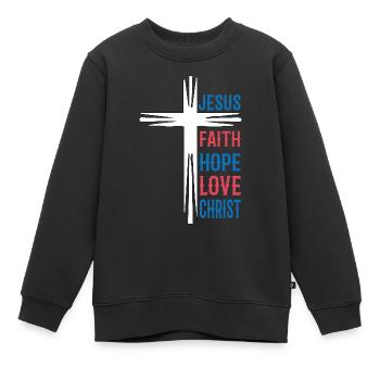 Jésus Croix Eglise Chrétiens Jésus - Sweat Premium enfant bio - noir - Devant - AI Model Kid Female (0cm)