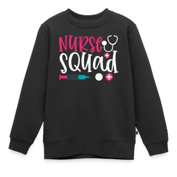 Phrase nurse squad - Sweat Premium enfant bio - noir - Devant - AI Model Kid Female (0cm)