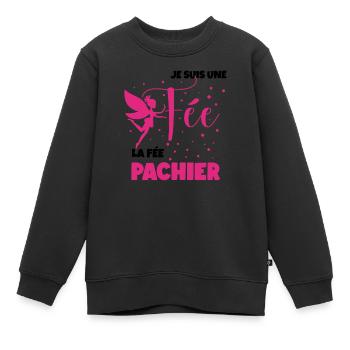 Je suis Une fée, la fée Pas Chier - Sweat Premium enfant bio - noir - Devant - AI Model Kid Female (0cm)