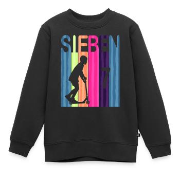 Kinder 7 Geburtstag Retro Roller Scooter Mädchen - Kinder Premium Organic Sweatshirt - Schwarz - Vorne - AI Model Kid Female (0cm)