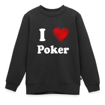 Poker - Sweat Premium enfant bio - noir - Devant - AI Model Kid Female (0cm)