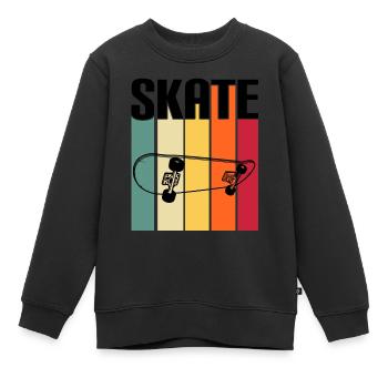 skateboard skater skaters de sport patiner - Sweat Premium enfant bio - noir - Devant - AI Model Kid Female (0cm)