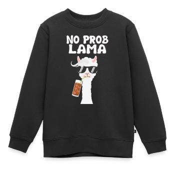 No Prob Lama - Alpaka - Llama - Kinder Premium Organic Sweatshirt - Schwarz - Vorne - AI Model Kid Female (0cm)