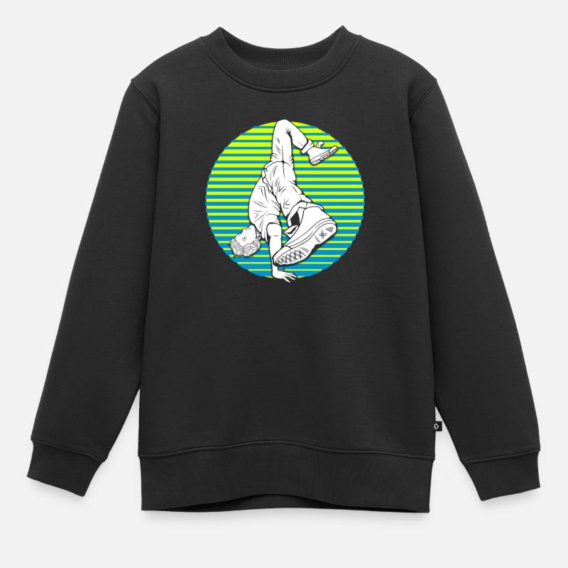 Breakdance Breakdancer Silhouette Geschenk - Kinder Premium Organic Sweatshirt - Schwarz
