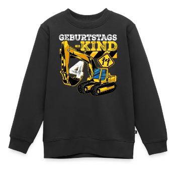 Bagger Baustelle Geburtstag 4 Jahre Geschenk Bau - Kinder Premium Organic Sweatshirt - Schwarz - Vorne - AI Model Kid Female (0cm)