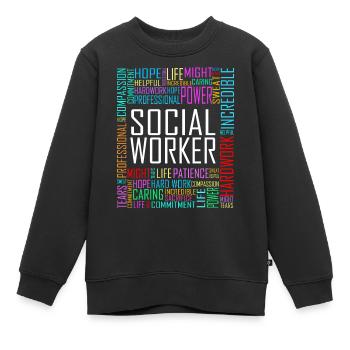 Love Social Worker Hero - Charitable Social Work - Sweat Premium enfant bio - noir - Devant - AI Model Kid Female (0cm)