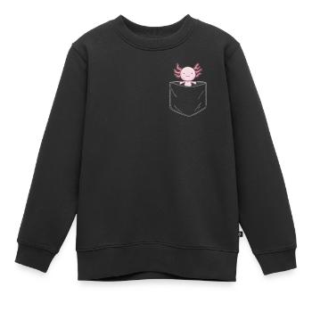Axolotl mignon axolotl dans la poche de poitrine kawaii - Sweat Premium enfant bio - noir - Devant - AI Model Kid Female (0cm)
