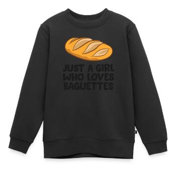 Baguette Girl Juste une fille qui aime les baguettes - Sweat Premium enfant bio - noir - Devant - AI Model Kid Female (0cm)