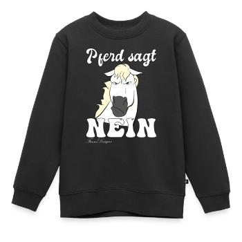 Schimmel sagt Nein lustiges und süßes Pferde - Kinder Premium Organic Sweatshirt - Schwarz - Vorne - AI Model Kid Female (0cm)