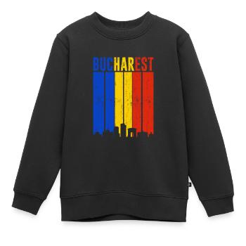 Bukarest Retro Vintage Rumänien Skyline - Kinder Premium Organic Sweatshirt - Schwarz - Vorne - AI Model Kid Female (0cm)
