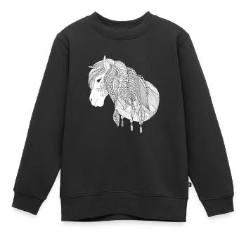 Pferd zum Ausmalen & Bemalen Kinder Geschenk - Kinder Premium Organic Sweatshirt - Schwarz - Vorne - AI Model Kid Female (0cm)