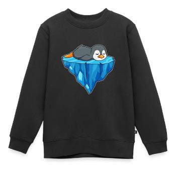 Pinguin Eisscholle - Kinder Premium Organic Sweatshirt - Schwarz - Vorne - AI Model Kid Female (0cm)