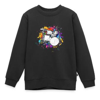 Schlagzeuger Tshirt für Drummer Musiker Rock Bass - Kinder Premium Organic Sweatshirt - Schwarz - Vorne - AI Model Kid Female (0cm)
