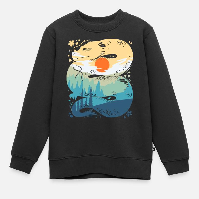 Sunrise Dragon - Kinder Premium Organic Sweatshirt - Schwarz