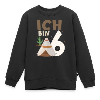 6. Geburtstag Indianer Ich bin 6 Jahre Tipi Kinder - Kinder Premium Organic Sweatshirt - Schwarz - Vorne - AI Model Kid Female (0cm)