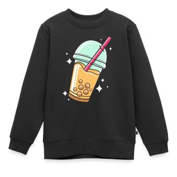 Bubble Tee Boba Tea - Kids Premium Organic Sweatshirt - black - Front - AI Model Kid Female (0cm)