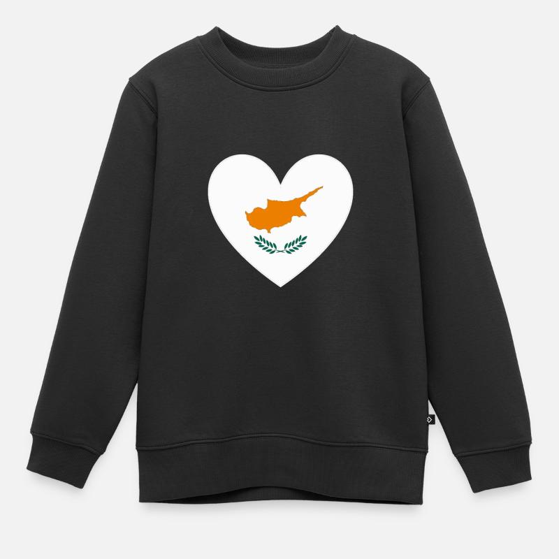Drapeau de Chypre Coeur - Sweat Premium enfant bio - noir