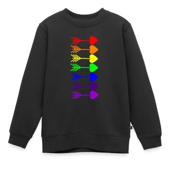 Arc-en-ciel, Arc-en-ciel, Arc-en-ciel, Arc-en-ciel, Arc-en-ciel - Sweat Premium enfant bio - noir - Devant - AI Model Kid Female (0cm)