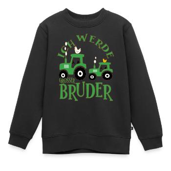 Ich werde großer Bruder Traktor Schwanger Geschenk - Kinder Premium Organic Sweatshirt - Schwarz - Vorne - AI Model Kid Female (0cm)