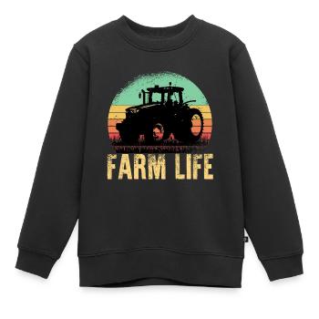 Tracteurs drôles camionneur ranch ranch trucker - Sweat Premium enfant bio - noir - Devant - AI Model Kid Female (0cm)