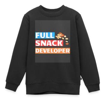 FULL SNACK DEVELOPER - DEVELOPER PUN - Kinder Premium Organic Sweatshirt - Schwarz - Vorne - AI Model Kid Female (0cm)