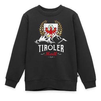 Tiroler Madl Tirol Wappen Adler Berge Spruch Madln - Kinder Premium Organic Sweatshirt - Schwarz - Vorne - AI Model Kid Female (0cm)