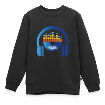 Heart Music Beat Waves Waveforms Musiker - Kinder Premium Organic Sweatshirt - Schwarz - Vorne - AI Model Kid Female (0cm)