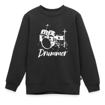 Schlagzeug Geschenk Drumset Musiker Drumline Band - Kinder Premium Organic Sweatshirt - Schwarz - Vorne - AI Model Kid Female (0cm)
