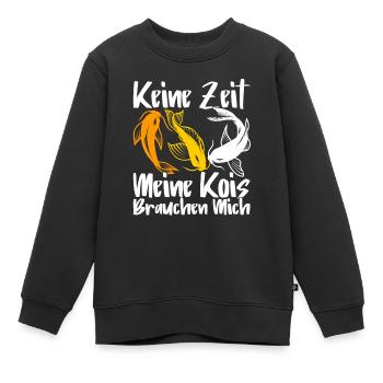 Koi Karpfen Fisch Teich Geschenk - Kinder Premium Organic Sweatshirt - Schwarz - Vorne - AI Model Kid Female (0cm)