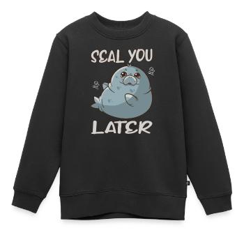 Seal you later Mer phoque Meranitier Animal Animal - Sweat Premium enfant bio - noir - Devant - AI Model Kid Female (0cm)