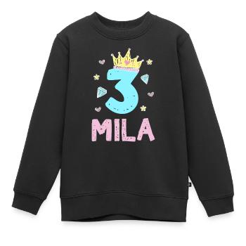 3. Geburtstag Mila Ich Bin 3 Jahre Prinzessin - Kinder Premium Organic Sweatshirt - Schwarz - Vorne - AI Model Kid Female (0cm)
