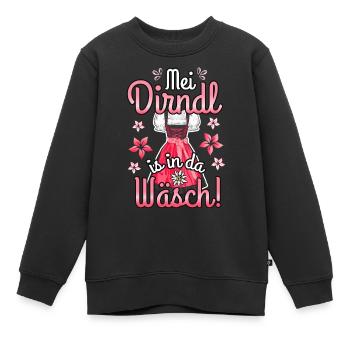Mei Dirndl is in da Wäsch - Kinder Premium Organic Sweatshirt - Schwarz - Vorne - AI Model Kid Female (0cm)