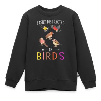 Oiseau cadeau d’oiseau - Sweat Premium enfant bio - noir - Devant - AI Model Kid Female (0cm)