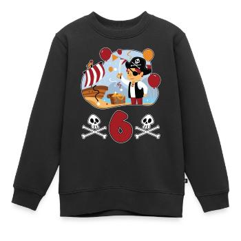 6 years pirate children's birthday child gift - Kids Premium Organic Sweatshirt - black - Front - AI Model Kid Female (0cm)
