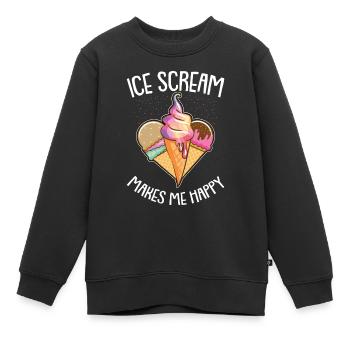 Eiskrem Eis Eiscreme Sommer Spruch Geschenk - Kinder Premium Organic Sweatshirt - Schwarz - Vorne - AI Model Kid Female (0cm)