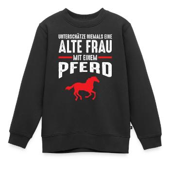 Reiterin Pferd Reiten Reitsport Pferdesprüche - Kinder Premium Organic Sweatshirt - Schwarz - Vorne - AI Model Kid Female (0cm)