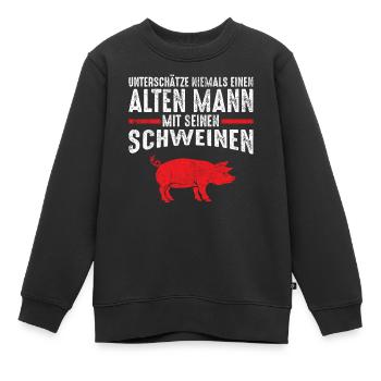 Alter Mann - Schweine | Vintage Retro Style - Kinder Premium Organic Sweatshirt - Schwarz - Vorne - AI Model Kid Female (0cm)