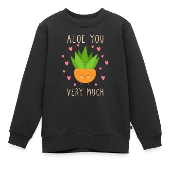 Aloe vera saying funny aloe very much - Kids Premium Organic Sweatshirt - black - Front - AI Model Kid Female (0cm)