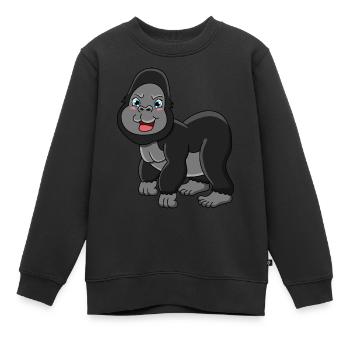 Gorilla - Sweat Premium enfant bio - noir - Devant - AI Model Kid Female (0cm)